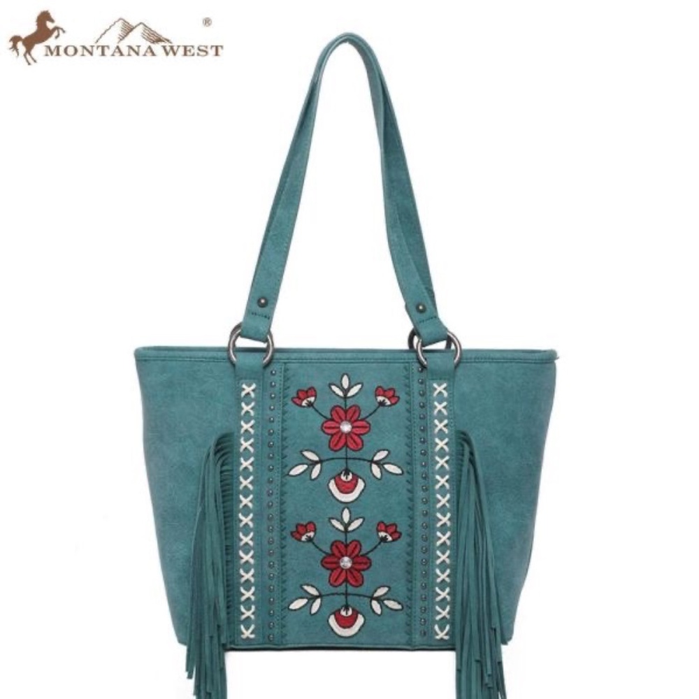 Wrangler Fringe Concealed Carry Tote Turquoise NWT